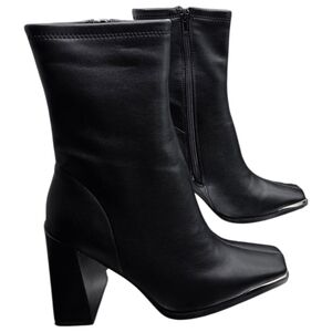 Chinese Laundry Marvin Soft Stretch Black Square Toe Block Heel Boots 6 NIB